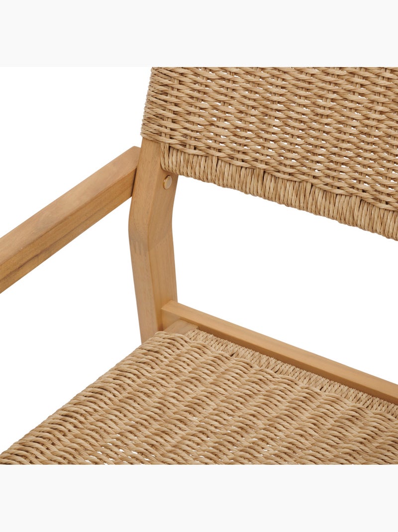Lot de 2 fauteuils de jardin en acacia et résine tressée TEMEIRA Beige - Kiabi