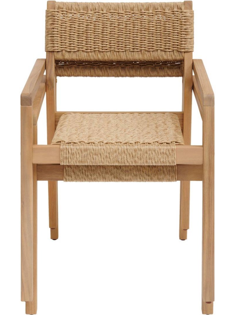 Lot de 2 fauteuils de jardin en acacia et résine tressée TEMEIRA Beige - Kiabi