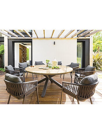 Lot de 2 fauteuils de jardin en aluminium et corde tressée ORIENGO