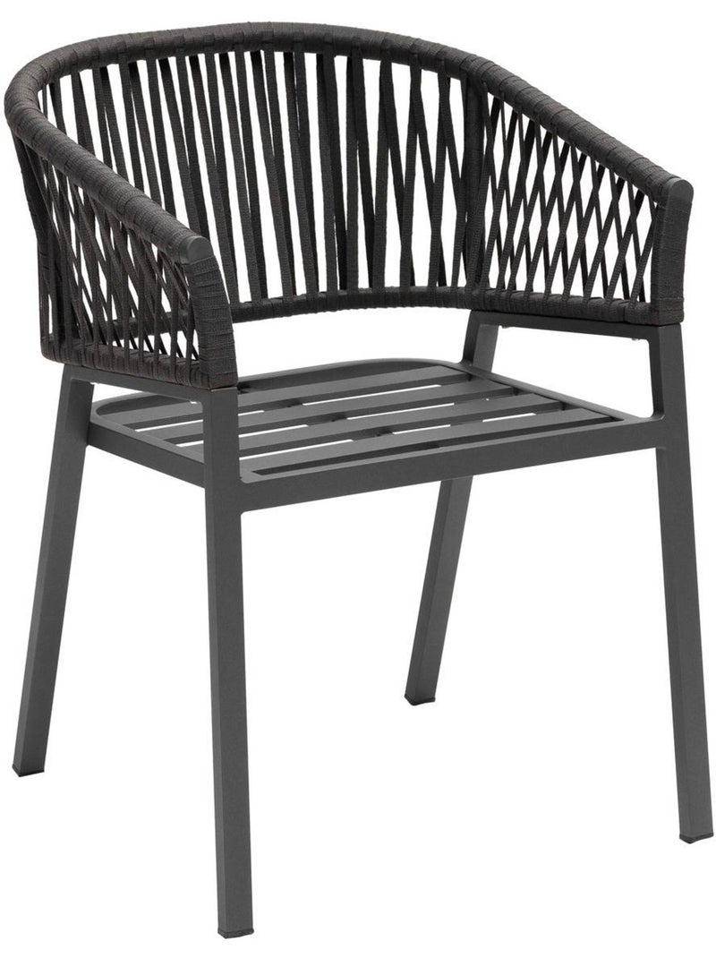 Lot de 2 fauteuils de jardin en aluminium et corde tressée ORIENGO gris anthracite - Kiabi