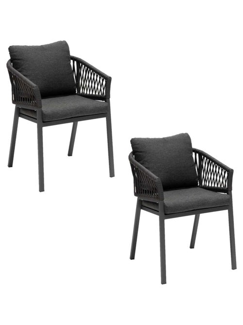 Lot de 2 fauteuils repas Oriengo aluminium et mailles tressées - Kiabi