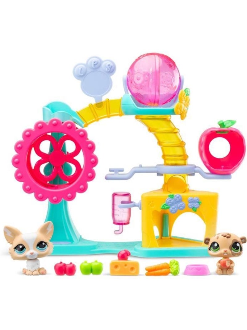 Lot de 2 figurines + décor + 4 accessoires - fun factory - bandai, littlest pet shop Bleu - Kiabi