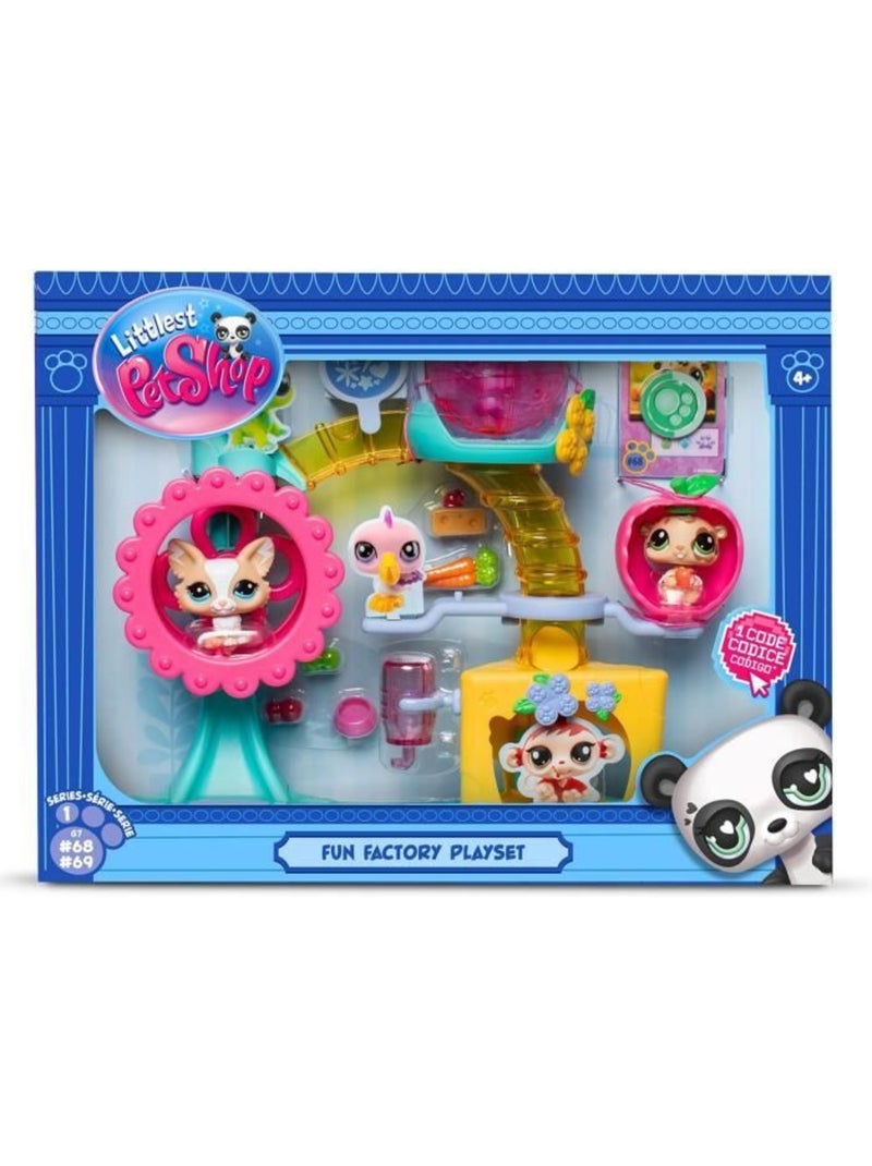 Lot de 2 figurines + décor + 4 accessoires - fun factory - bandai, littlest pet shop Bleu - Kiabi