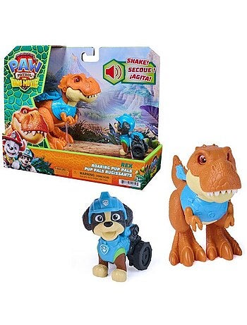 Lot de 2 figurines rex + dino interactif rugissant - paw patrol