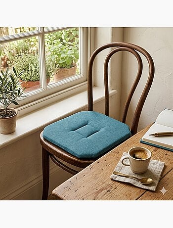 Lot de 2 galettes de chaise 4 rabats chiné