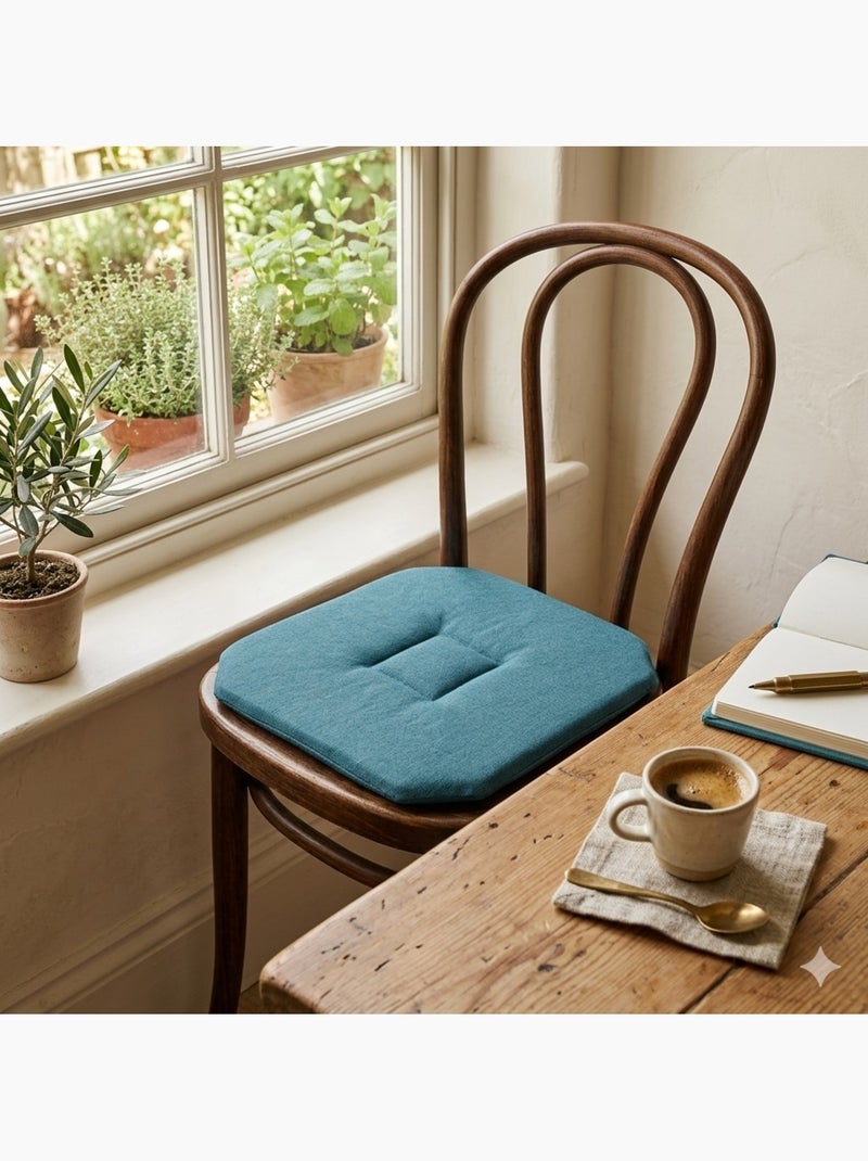 Lot de 2 galettes de chaise 4 rabats chiné Bleu turquoise - Kiabi