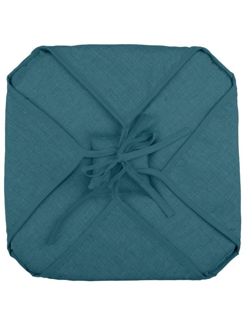 Lot de 2 galettes de chaise 4 rabats chiné Bleu turquoise - Kiabi
