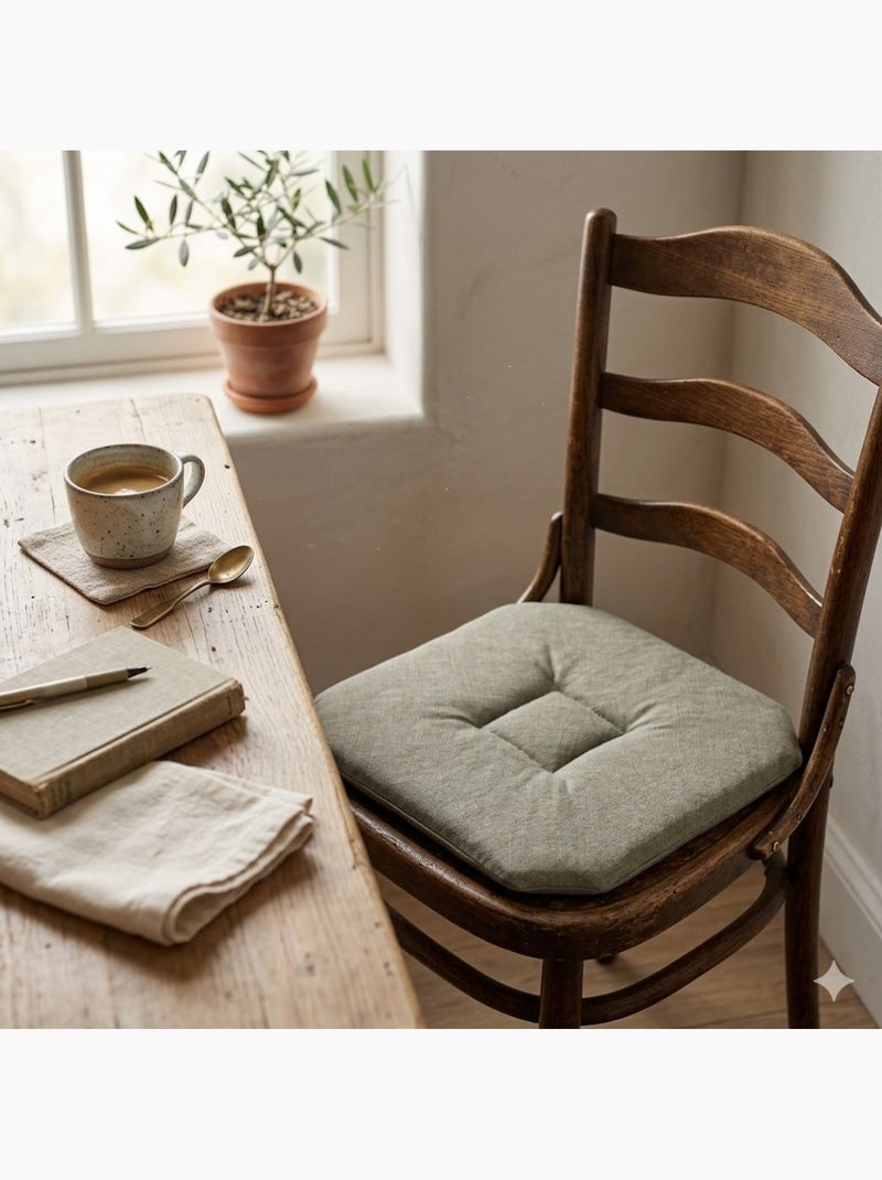 Lot de 2 galettes de chaise 4 rabats chiné Kaki - Kiabi