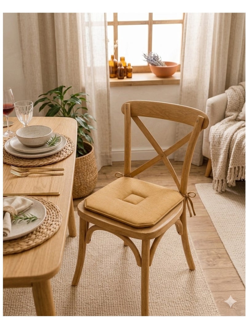 Lot de 2 galettes de chaise 4 rabats chiné Marron - Kiabi