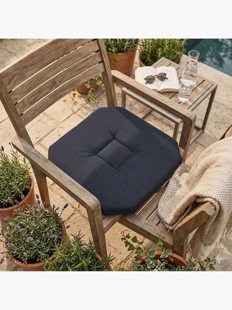 Lot de 2 galettes de chaise 4 rabats chiné Noir - Kiabi