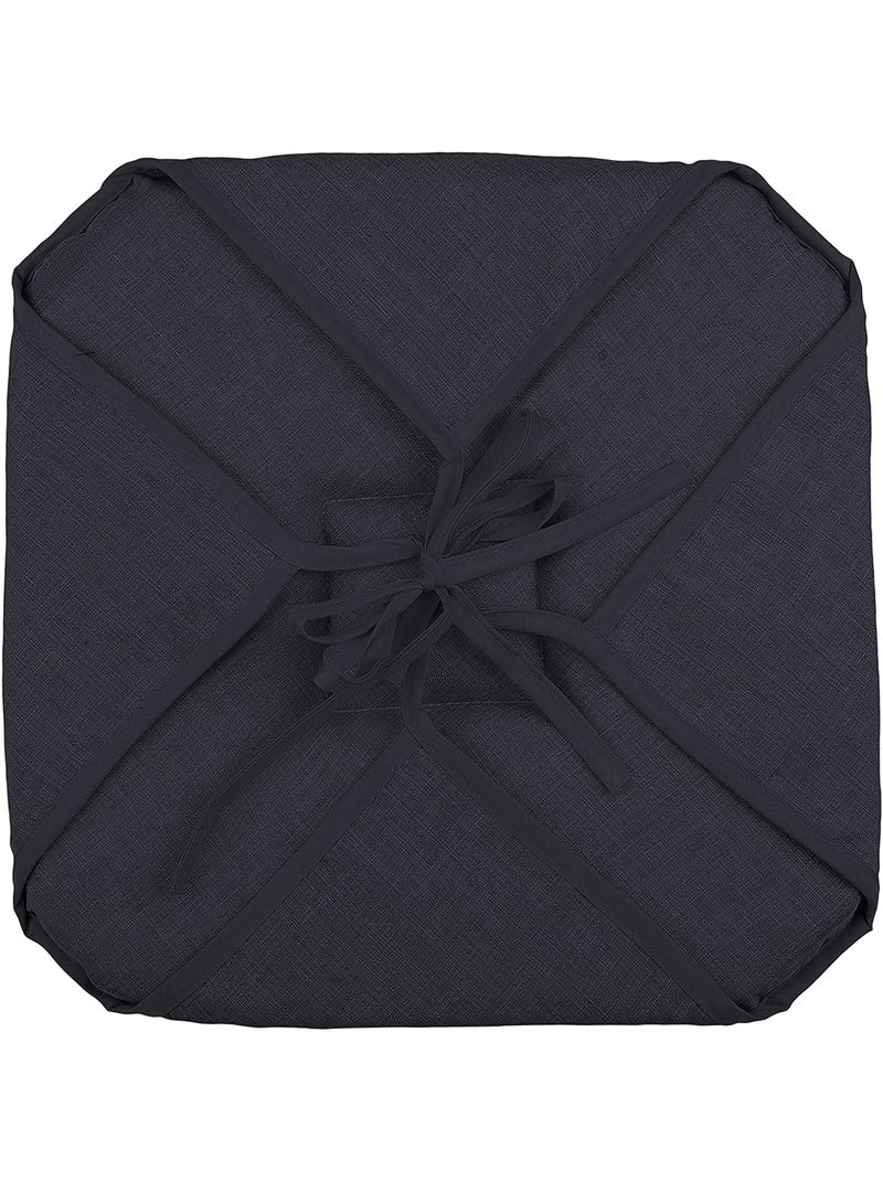 Lot de 2 galettes de chaise 4 rabats chiné Noir - Kiabi