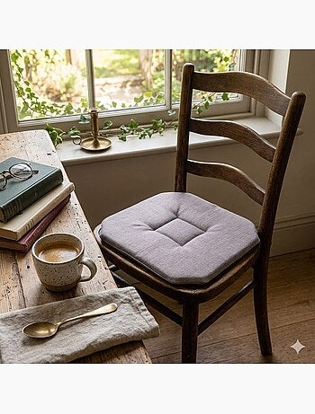 Lot de 2 galettes de chaise 4 rabats chiné