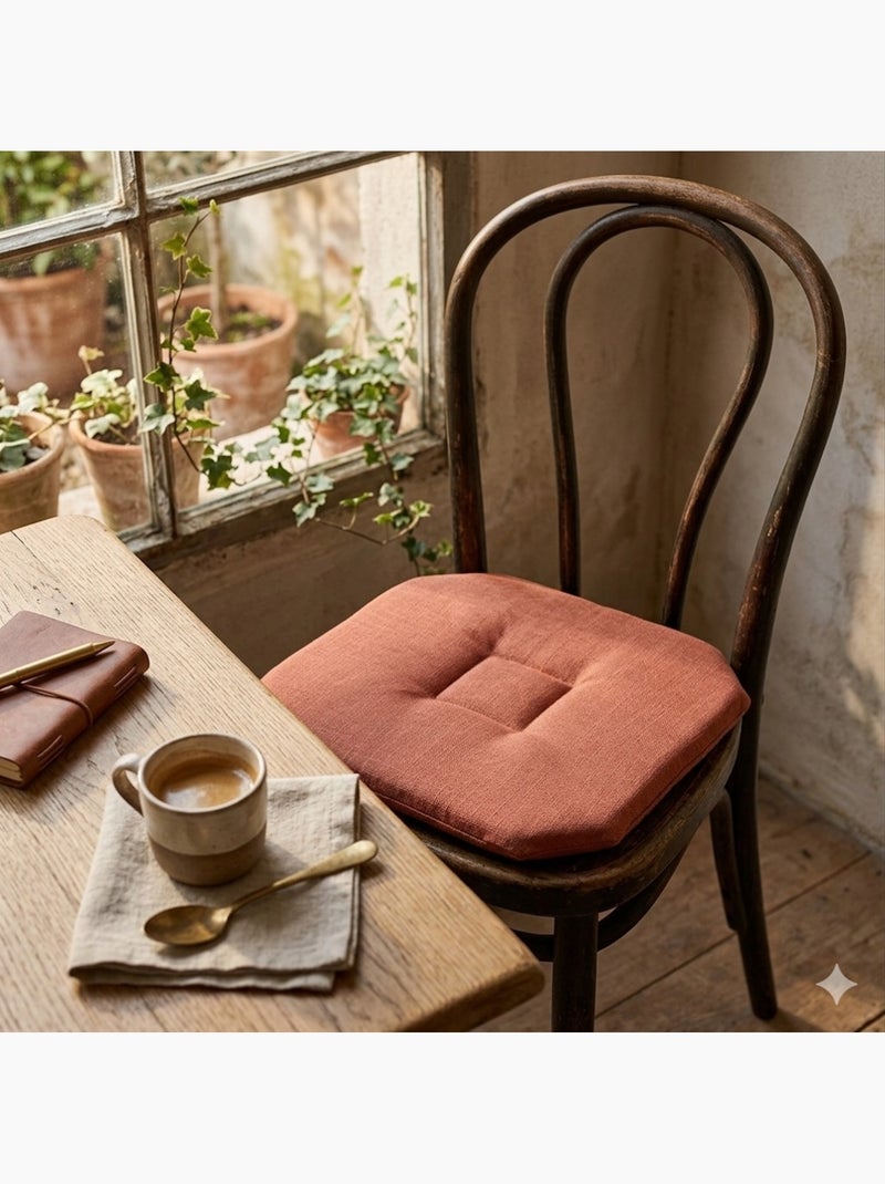 Lot de 2 galettes de chaise 4 rabats chiné Terracotta - Kiabi