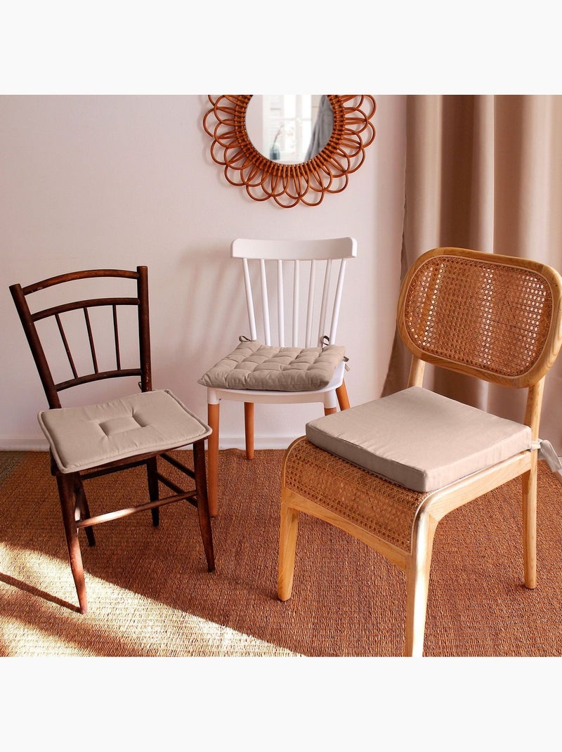 Lot de 2 galettes de chaise en coton PANAMA Beige - Kiabi
