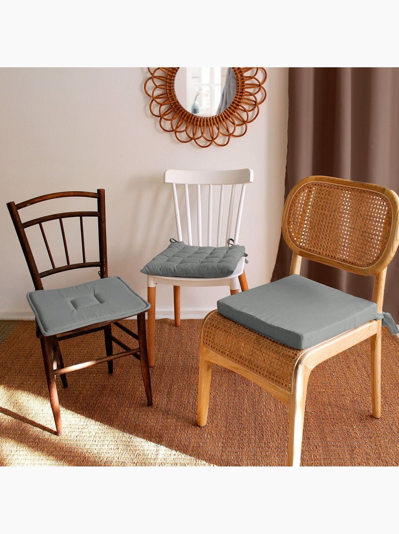 Lot de 2 galettes de chaise en coton PANAMA Gris - Kiabi