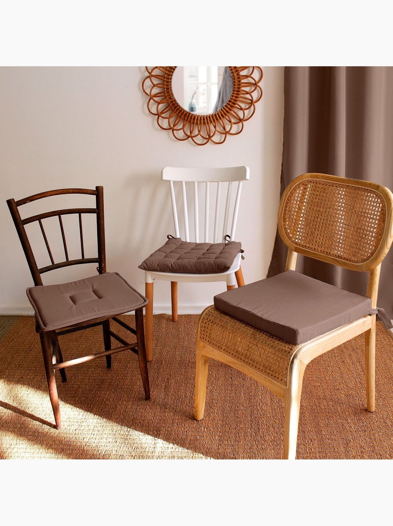 Lot de 2 galettes de chaise en coton PANAMA Marron - Kiabi