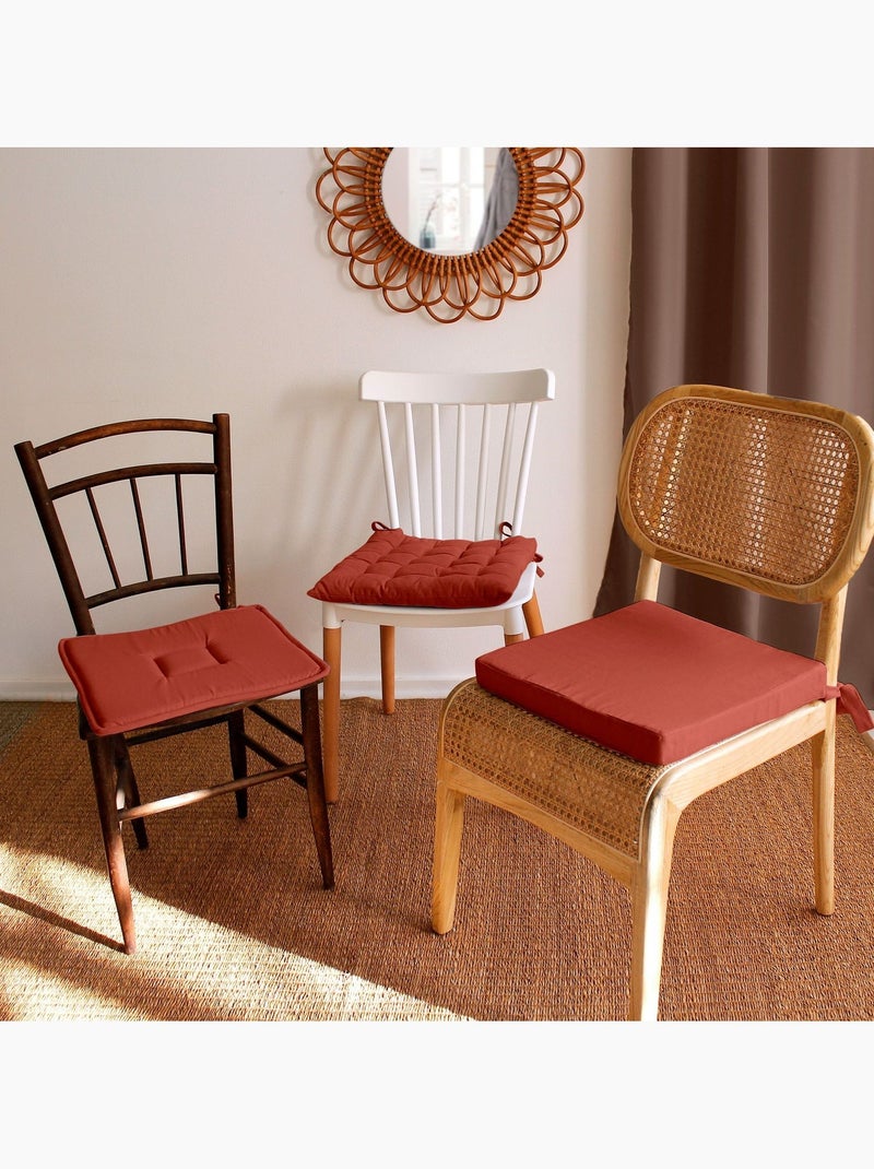 Lot de 2 galettes de chaise en coton PANAMA Orange - Kiabi