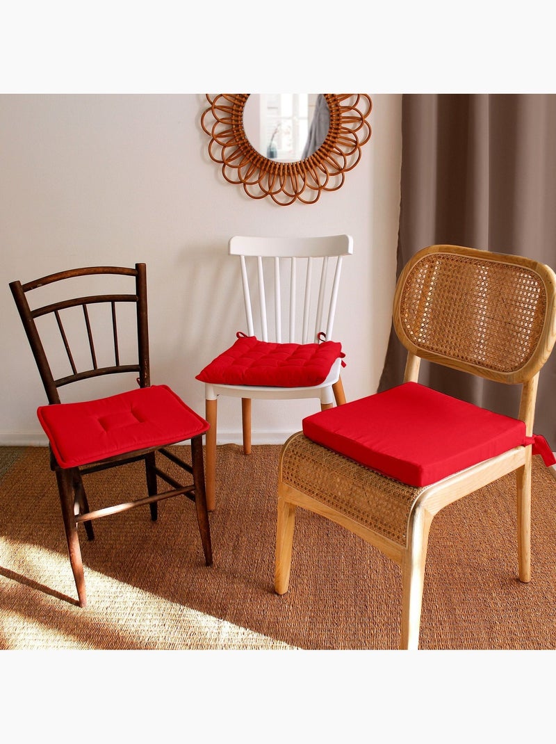 Lot de 2 galettes de chaise en coton PANAMA Rouge - Kiabi