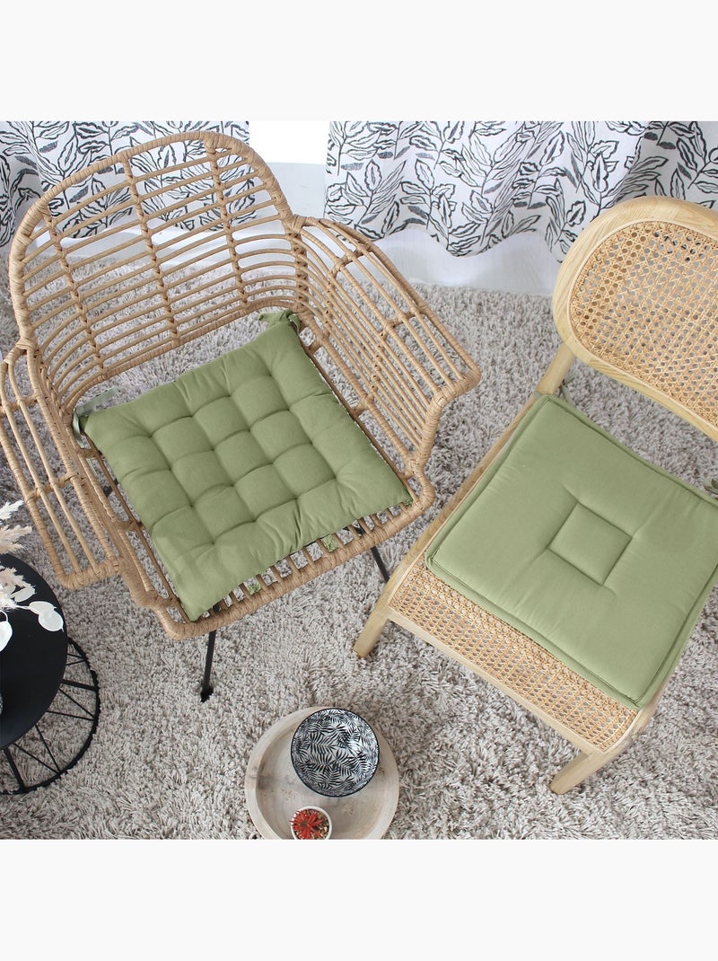Lot de 2 galettes de chaise en coton PANAMA Vert foncé - Kiabi