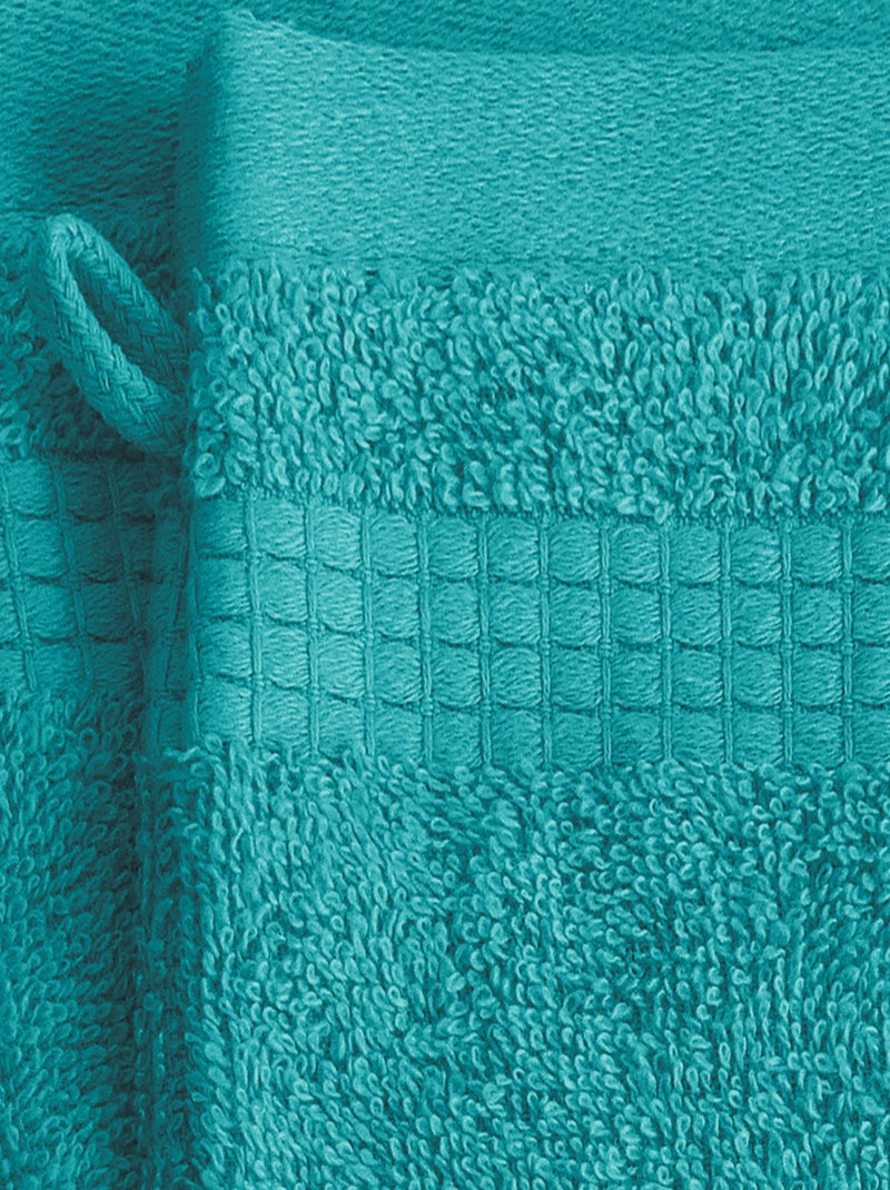 Lot de 2 Gants de Toilette  -  100% Coton - 450 gr/m2 Bleu turquoise - Kiabi