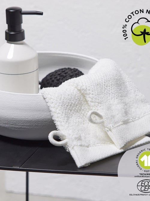 Lot de 2 gants de toilette - 100% coton BIO - Kiabi