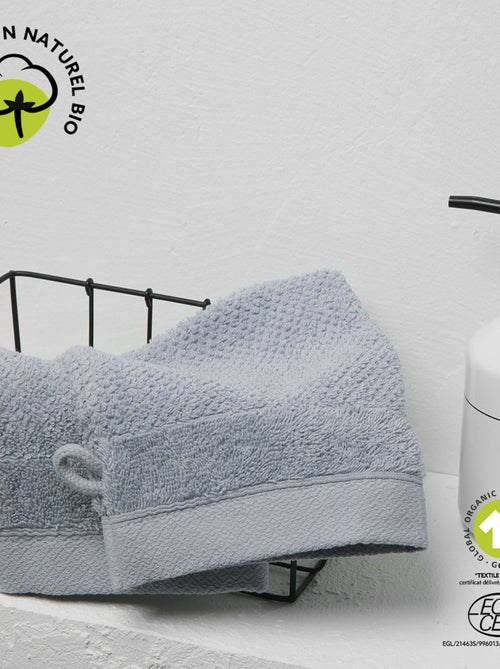 Lot de 2 gants de toilette - 100% coton BIO - Kiabi