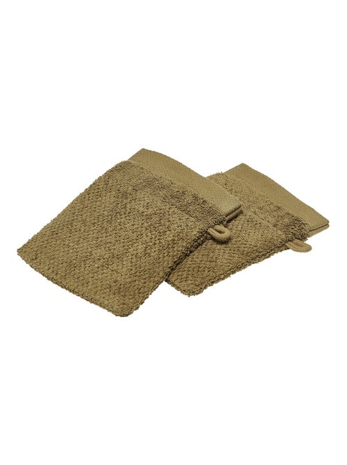 Lot de 2 gants de toilette - 100% coton BIO - Kiabi