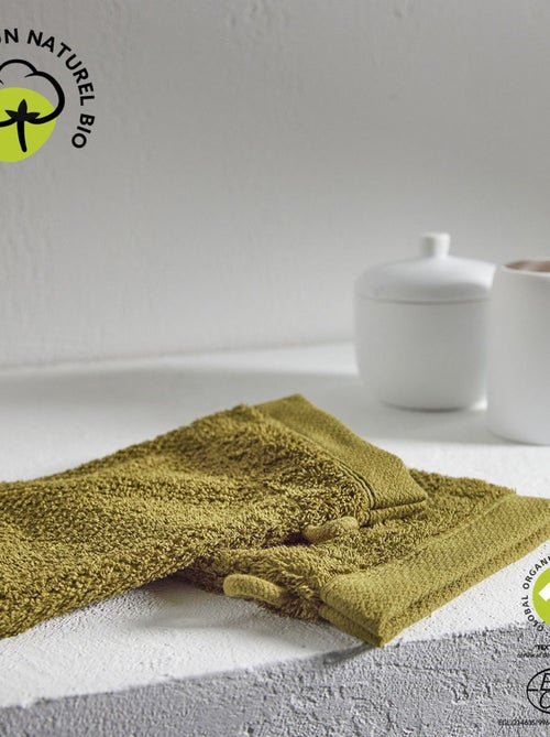 Lot de 2 gants de toilette - 100% coton BIO - Kiabi