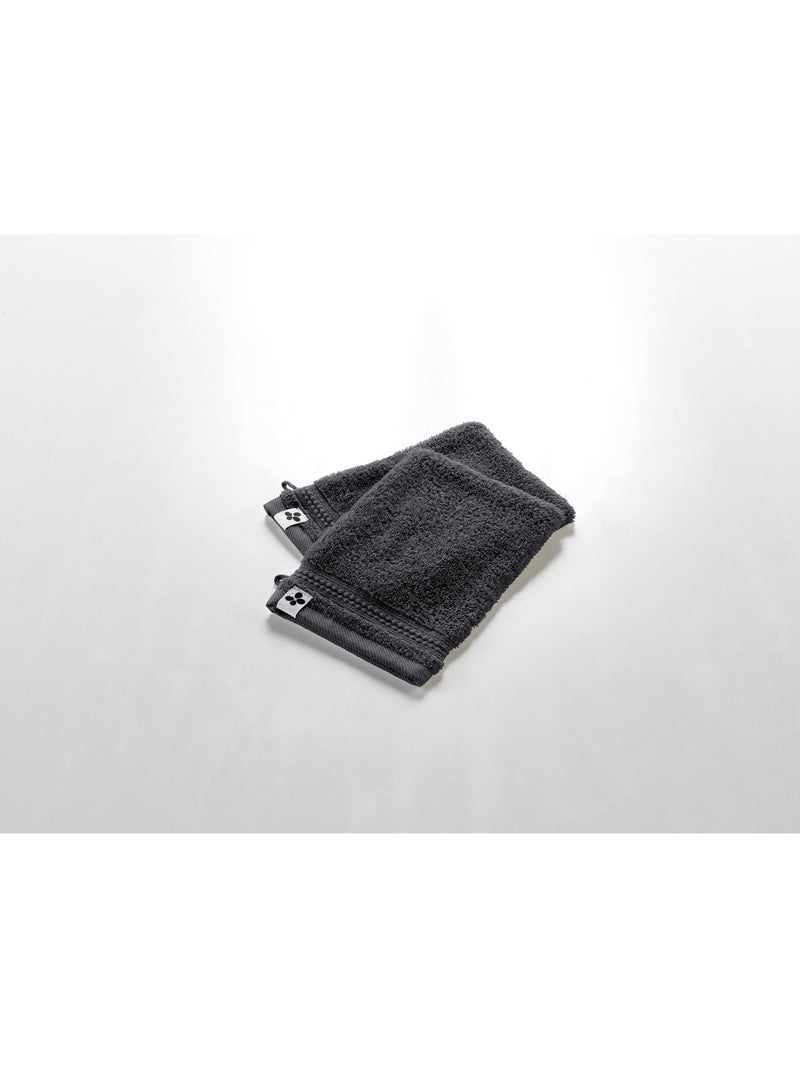 Lot de 2 gants de toilette - Coton 600 grammes - Garance gris anthracite - Kiabi