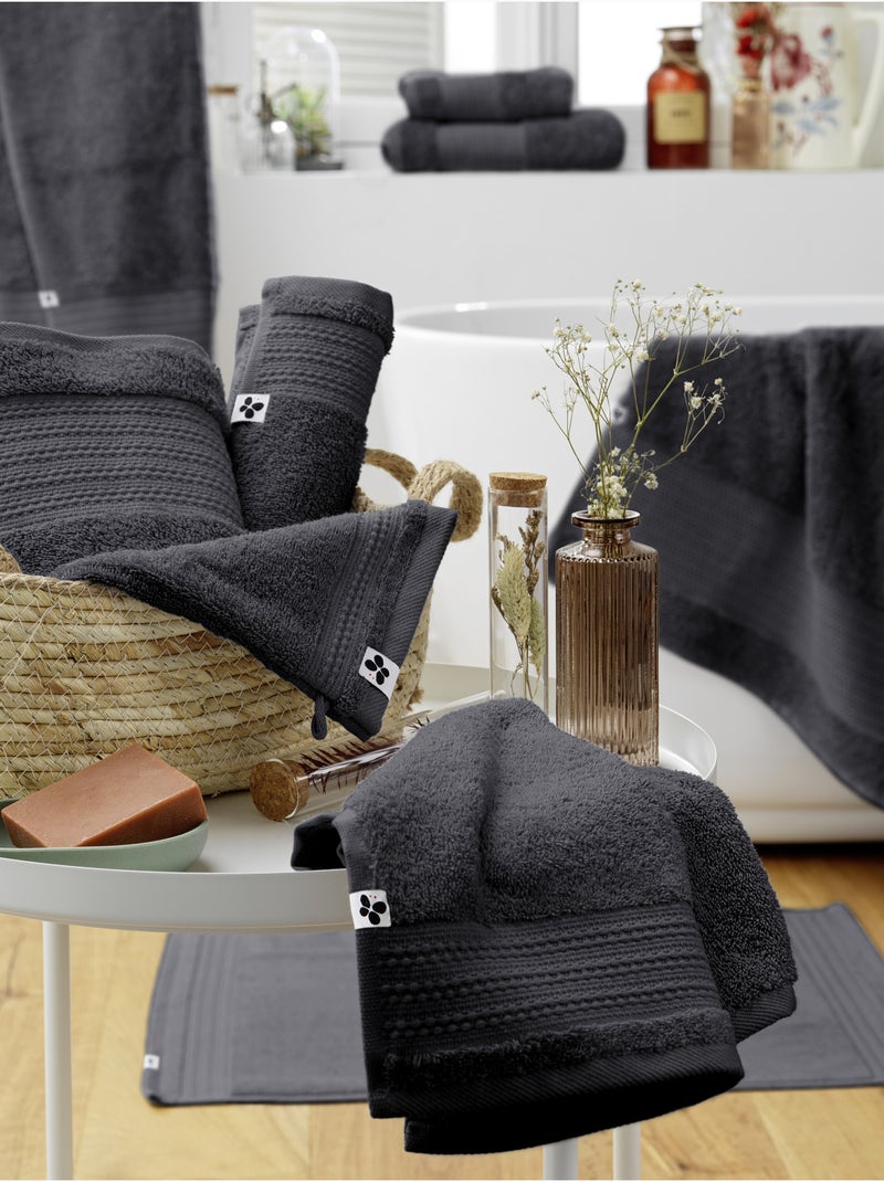 Lot de 2 gants de toilette - Coton 600 grammes - Garance gris anthracite - Kiabi