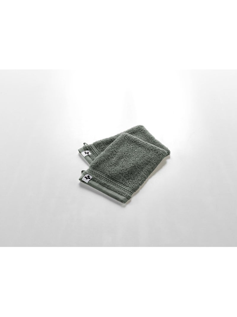 Lot de 2 gants de toilette - Coton 600 grammes - Garance Vert - Kiabi