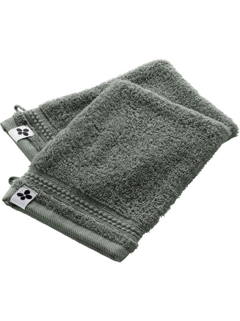 Lot de 2 gants de toilette - Coton 600 grammes - Garance Vert - Kiabi