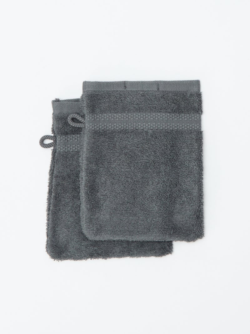 Lot de 2 gants de toilette - Kiabi Home Gris - Kiabi