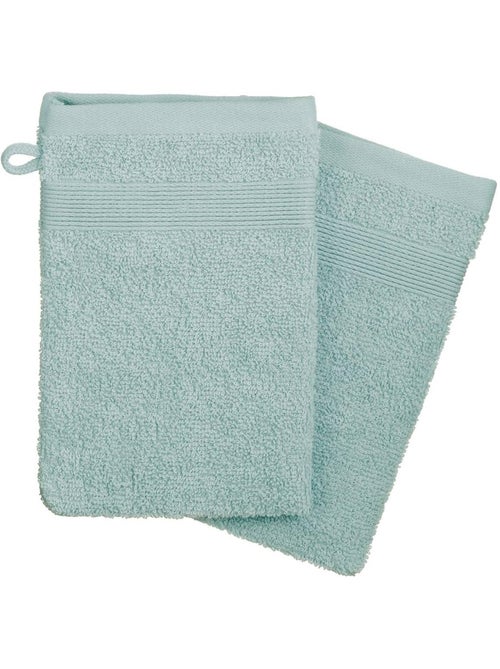 Lot de 2 gants de toilette 15 x 21 cm Couleur moderne bleu glacier - Kiabi