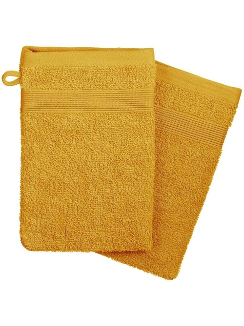 Lot de 2 gants de toilette 15 x 21 cm Couleur moderne ocre - Kiabi