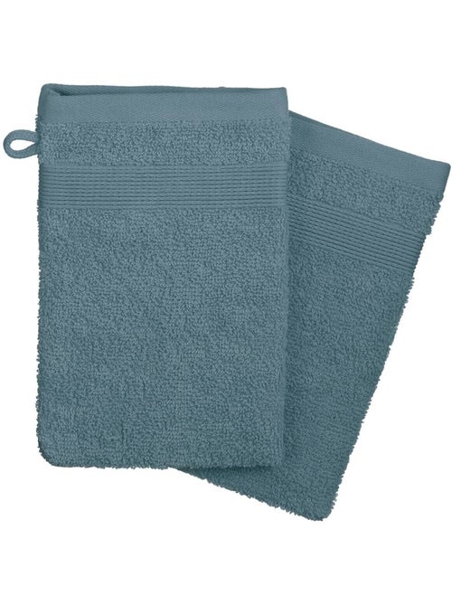 Lot de 2 gants de toilette 15 x 21 cm Couleur moderne orage - Kiabi