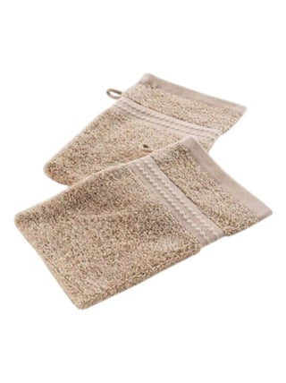 Lot de 2 gants de toilette 15 x 21 cm Sable excellence