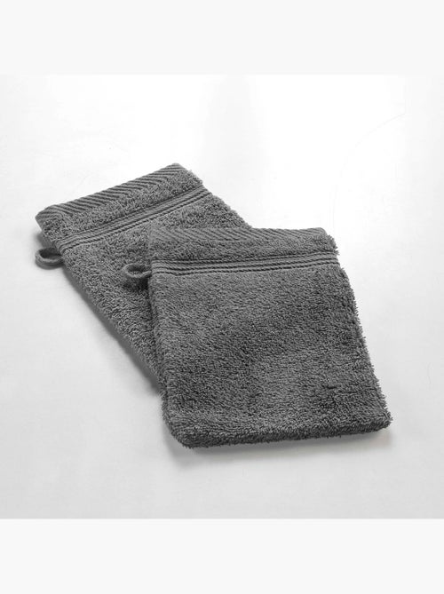 Lot de 2 gants de toilette 15 x 21 cm Tendresse anthracite - Kiabi