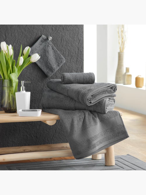 Lot de 2 gants de toilette 15 x 21 cm Tendresse anthracite - Kiabi