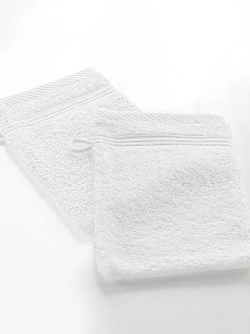Lot de 2 gants de toilette 15 x 21 cm Tendresse blanc - Kiabi