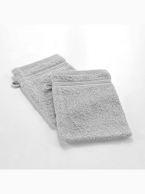 Lot de 2 gants de toilette 15 x 21 cm Tendresse gris perle - Kiabi