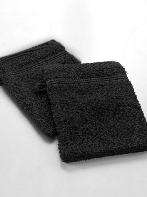 Lot de 2 gants de toilette 15 x 21 cm Tendresse noir - Kiabi