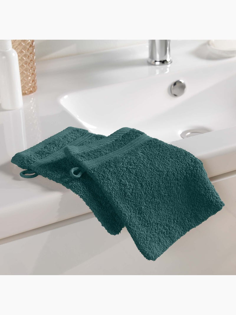 Lot de 2 gants de toilette 15 x 21 cm Tendresse orage Bleu gris - Kiabi