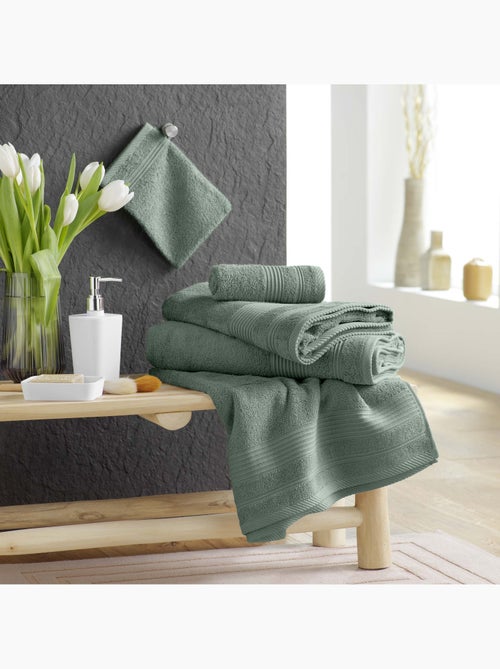 Lot de 2 gants de toilette 15 x 21 cm Tendresse vert cèdre - Kiabi