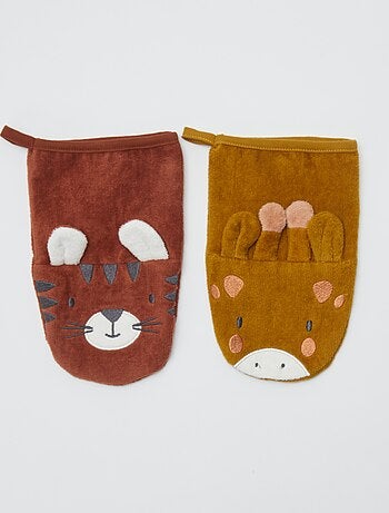 Lot de 2 gants de toilette avec animation - Kiabi Home