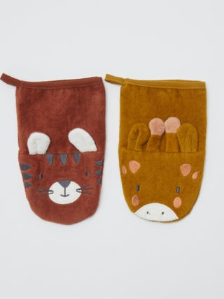 Lot de 2 gants de toilette avec animation - Kiabi Home