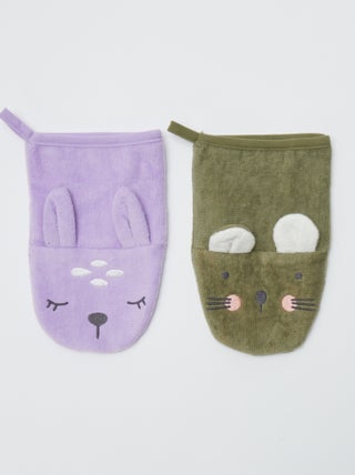 Lot de 2 gants de toilette avec animation - Kiabi Home