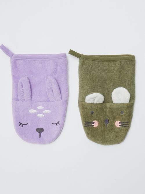 Lot de 2 gants de toilette avec animation - Kiabi Home - Kiabi