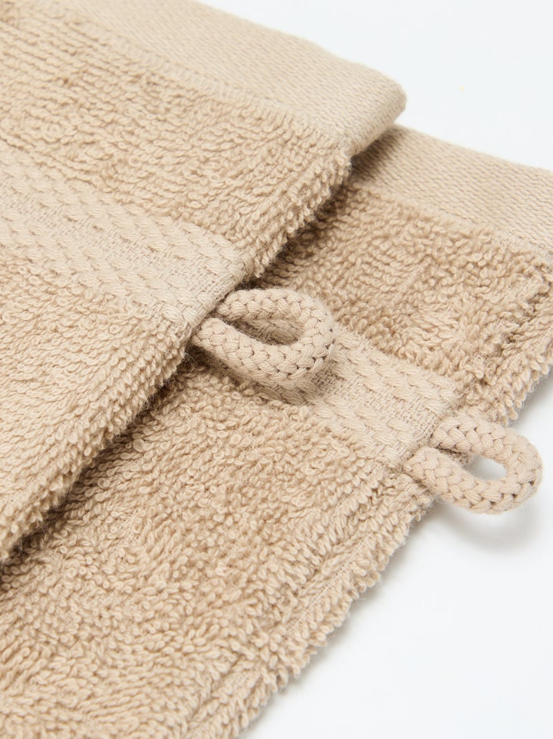 Lot de 2 gants de toilette Beige - Kiabi