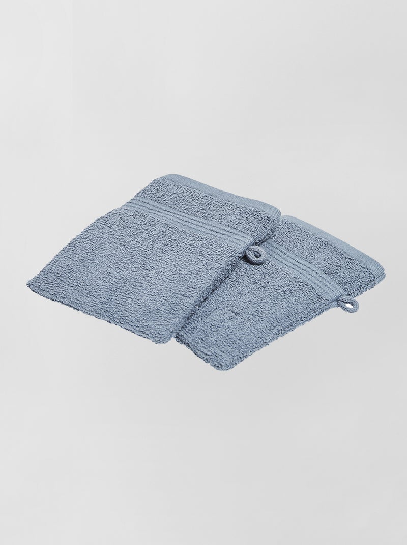 Lot de 2 gants de toilette bleu - Kiabi